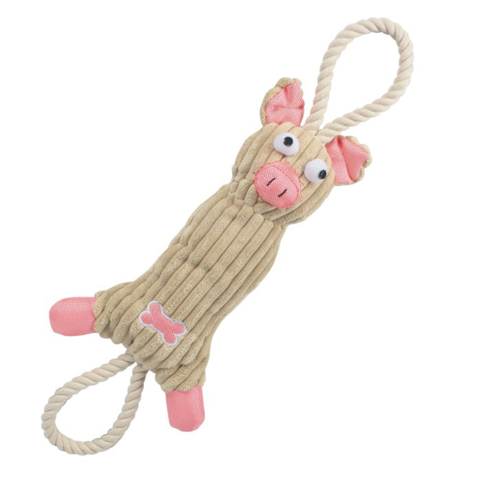Jute And Rope Plush Pig Dog Toy