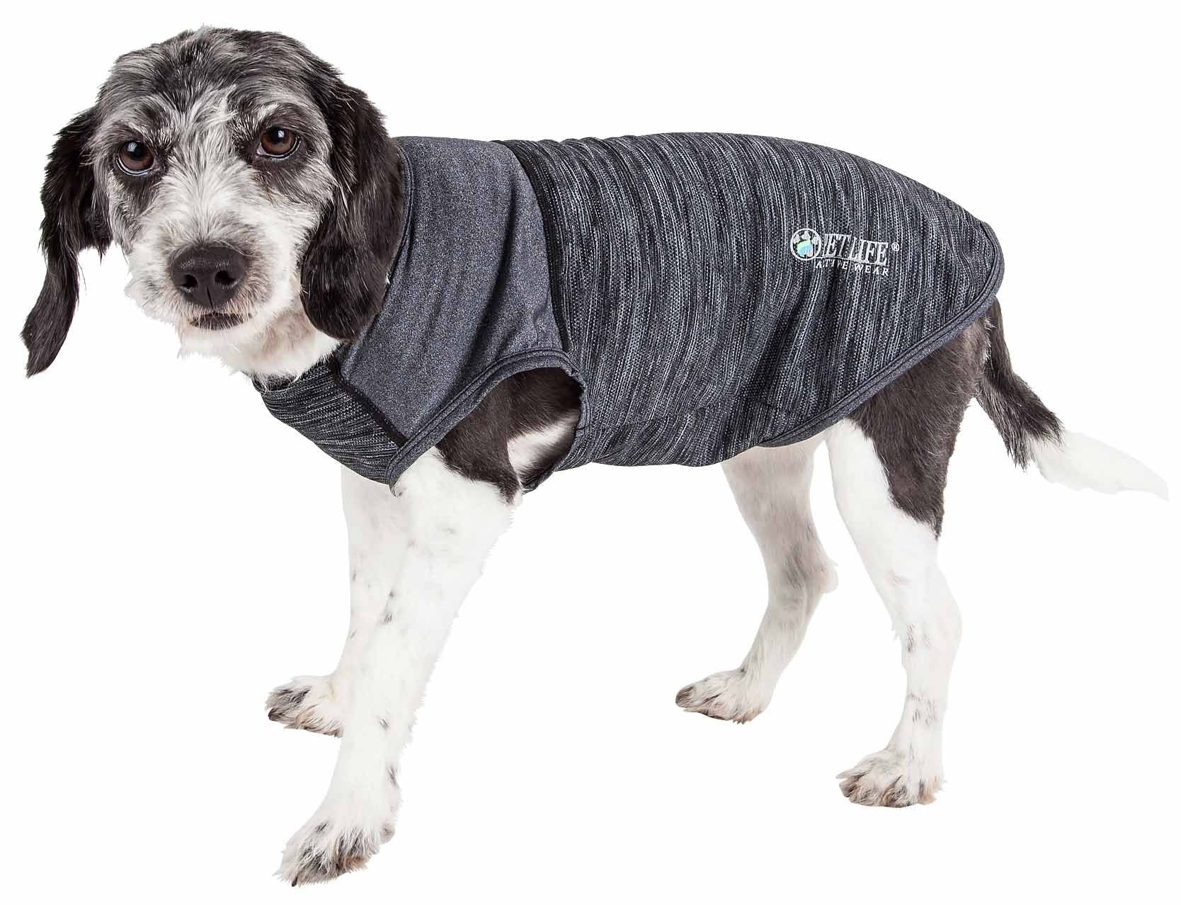 Pet Life  Active 'aero-pawlse' Heathered Quick-dry And 4-way Stretch-performance Dog Tank Top T-shirt - Blue X-large