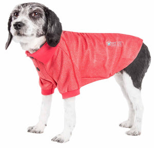 Pet Life  Active 'fur-flexed' Relax-stretch Wick-proof Performance Dog Polo T-shirt - Red X-large