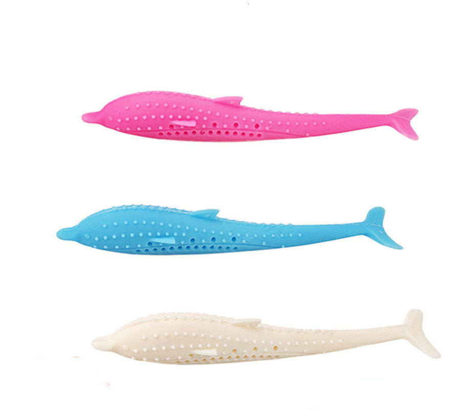 Cat Toothbrush Fish Shape With Catnip Pet Eco-friendly Silicone Molar Stick Teeth Cleaning Toy For Cats - Pink