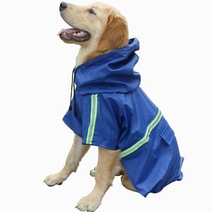Waterproof Dog Raincoat Leisure Lightweight Dog Coat Jacket Reflective Rain Jacket With Hood For Small Medium Large Dogs - Blue
