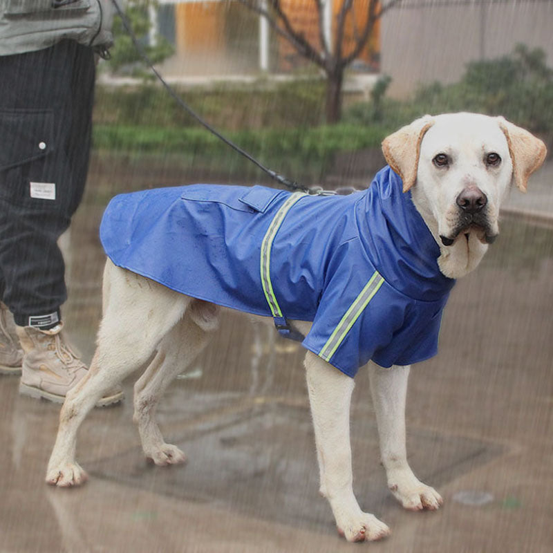 Waterproof Dog Raincoat Leisure Lightweight Dog Coat Jacket Reflective Rain Jacket With Hood For Small Medium Large Dogs - Blue