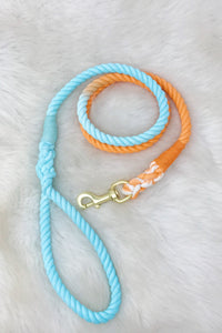 Hand Dyed Cotton Rope Leash, Orange Soda Ombre