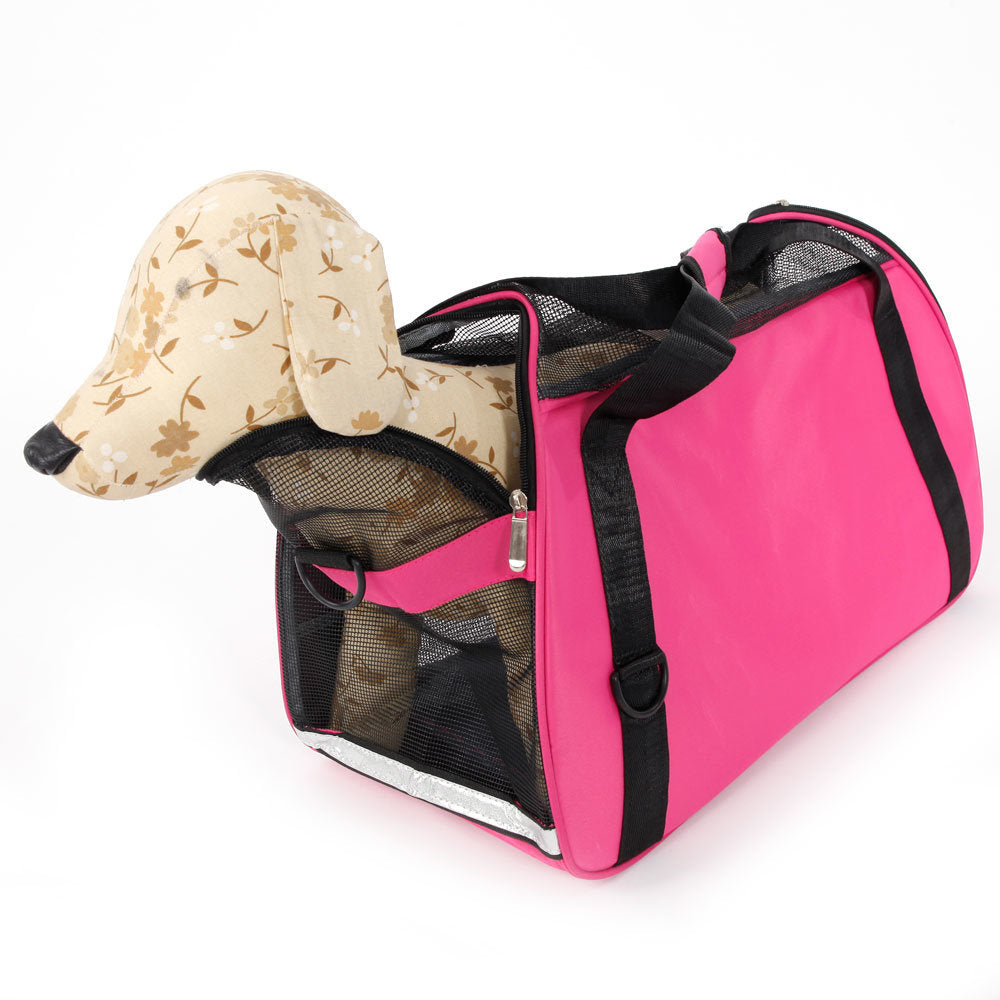Hollow-out Portable Breathable Waterproof Pet Handbag Rose Red L Yf - Rose Red