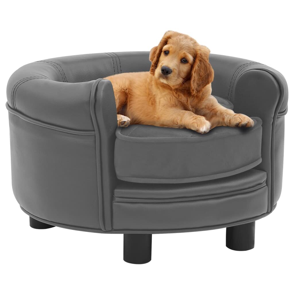 Dog Sofa Gray 18.9"x18.9"x12.6" Plush and Faux Leather
