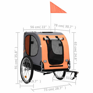 Dog Bike Trailer Orange and Gray